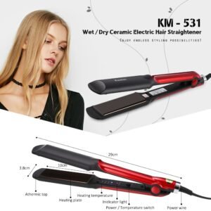 kemei hair straightener km-531 Wet / Dry Ceramic Electric Hair Straightener Fast Warm-up Tourmaline  Plate Thermal Performance  Hair Straightene