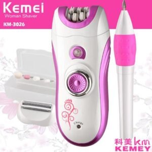 KM-3026 electric epilator 3 in 1 hair removal electric woman shaver rechargeable lady shaver kemei epilator Exfoliating Armor